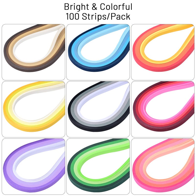 YURROAD 9 Pack 900 Strips Quilling Paper Kit, 5mm x 39cm, 36 Shades of Colors, Quilling Paper, Arts and Craft, Card Design Making, Paper Flower Making - Image 3